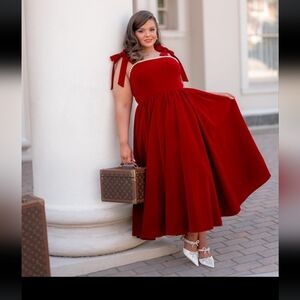 Jessakae Mary Red Velvet Dress 1x